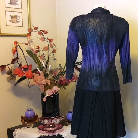 NWOT JOLIBEL Round Neck Long Sleeve Pleated Tunic Quality Blouse Top M 8 - Picture 5 of 6